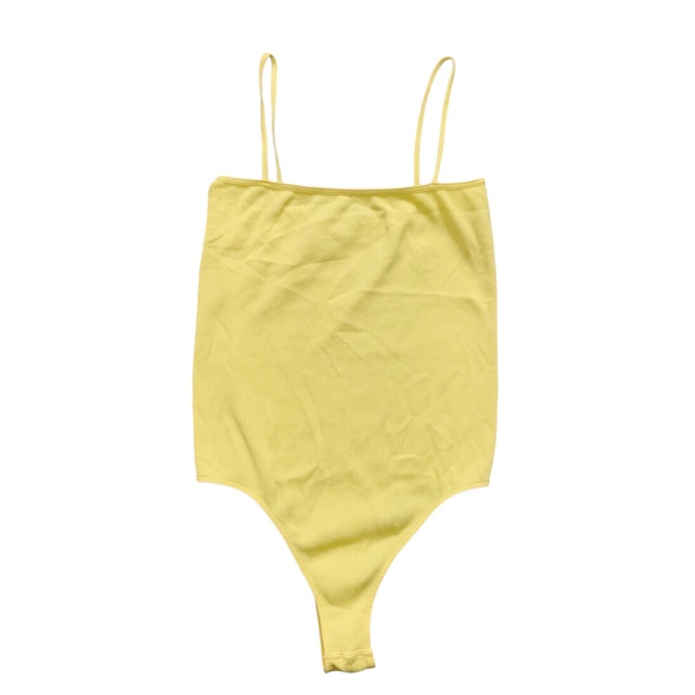 Yellow PacSun Basics ribbed thong strappy bodysuit